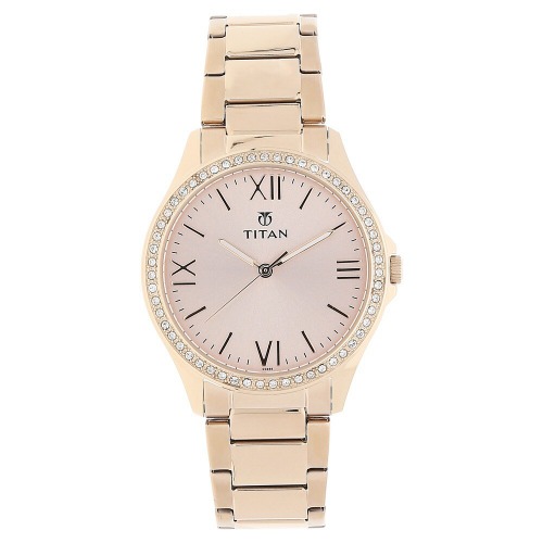 Titan Rose Gold Dial Rose Gold Stainless Steel Strap Women Watch