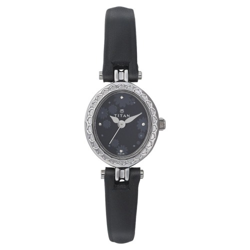 Titan Black Dial Leather Strap Women Watch