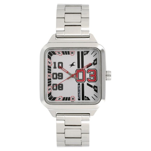 Fastrack Varsity White Dial Stainless Steel  Strap Men's Watch | 3179SM01