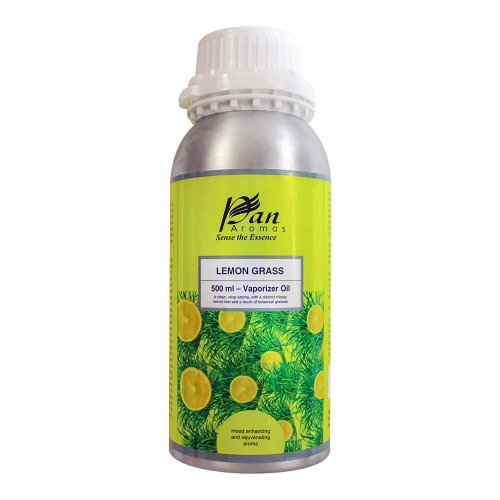 Pan Aromas Vaporizer Oil Lemon Grass 500ml, Scented Oil | Natural and Undiluted Lemon Grass Aroma Diffuser Oil