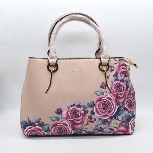 Pink Colour Flower Design Women's Shoulder Bag | Ladies Purse Handbag | Handbag