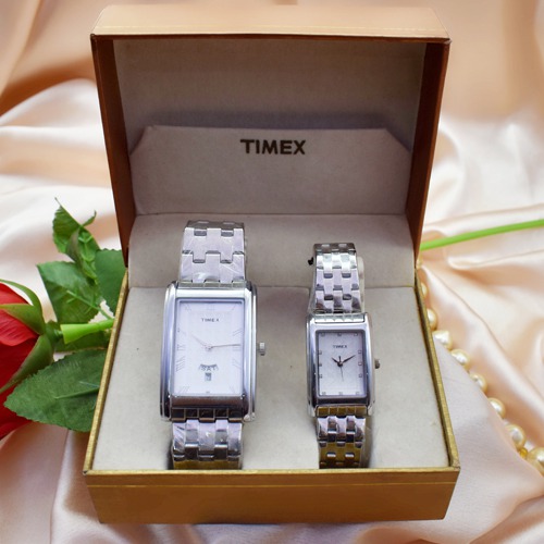 Timex Couple White Dial Silver Stainless Steel |TW00PR205