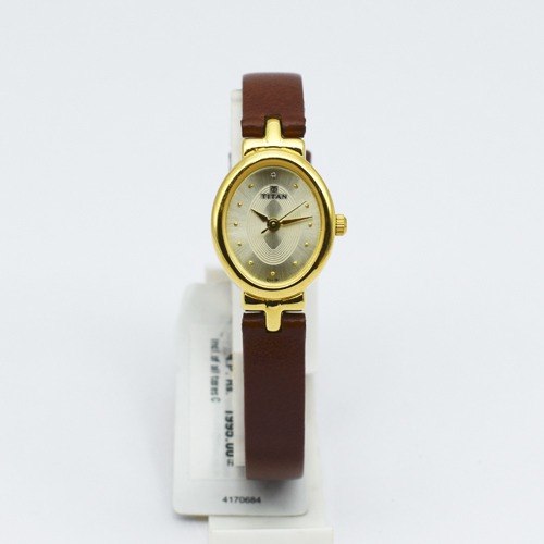 Titan Champagne Dial Brown Leather strap  Women's Watch