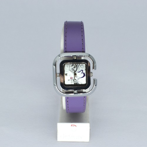 Baywatch Silver Dial Purple Leather Strap Women Watch