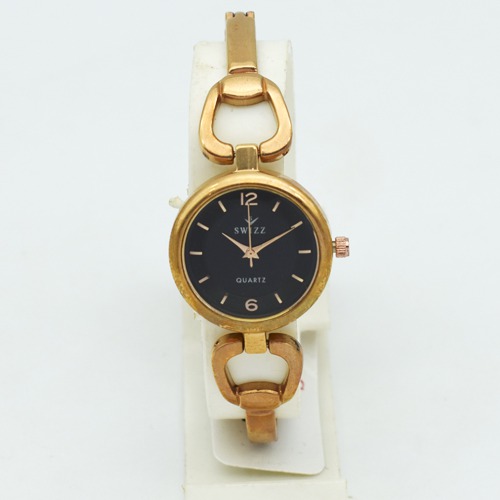 Swizz Black Dial Golden Stainless Steel Women Watch