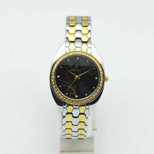 Swizz Black Dial Silver Stainless Steel Strap Women Watch