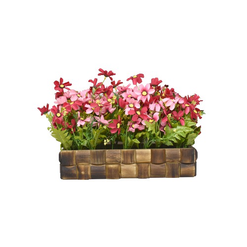 Artificial Daisy Flower Argmtin Rectangle Pot | Plants Fake Plastic Plants for Home Office Desk Room Greenery Decoration