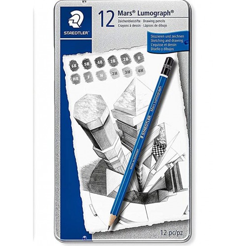 Staedtler Mars Lumograph Drawing Pencil for Design and Drafting - Pack of 12 | Drawing Or Sketch Pencils