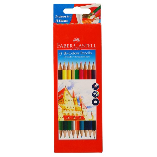 Faber-Castell Bi-Color Pencil Set - Pack of 9 | 9 Bi-Colour Pencils (18 shades)