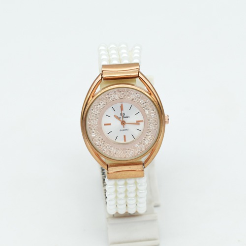 Diamond Studded Dial With Pearl Band Women Watch