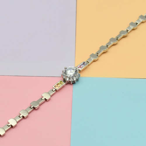 Silver Diamond Toned Bracelet For Women | Metal Bracelet For Women & Girls