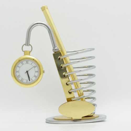 Table Top Clock  | Clock With Pen Stand for Office Table, Pencil Holder, Single Compartment Desk Organisers