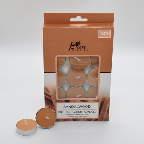 Pan Aromas Tealight Candle - Sandalwood | Pack of 15 Sandalwood  Aromas Scented Candle