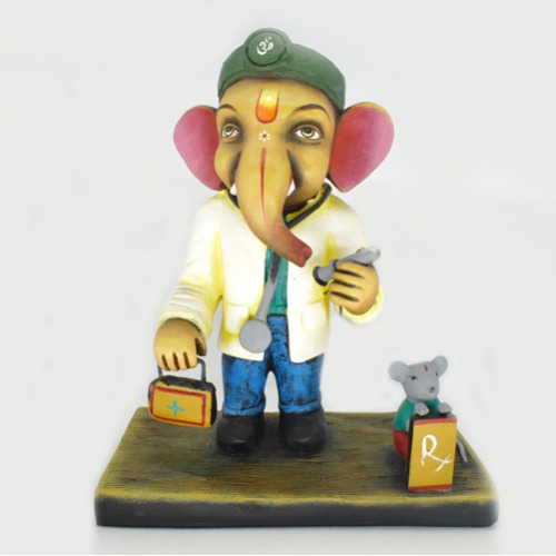 Multicolor Doctor Ganesh Idol 14.4 inch for Home Decor