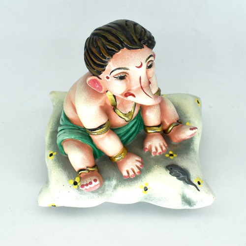 Bal Ganesha Sitting on Pillow  Idol For Home Decor,