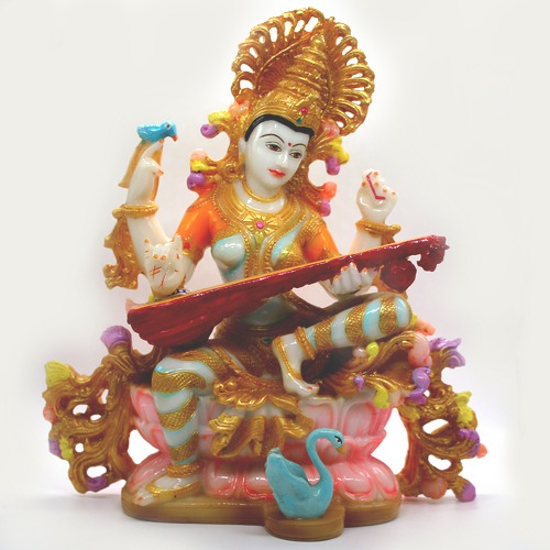 Goddess Saraswati Decorative Fiber Murti/Idol Showpiece for Home Decor