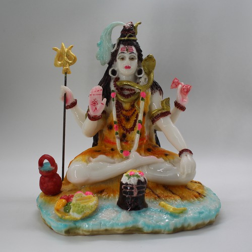 Fiber Sitting Idol Shiva, Shiv Murti, Multicolour, Gift For Family, Friends, Large Size 8 Inch