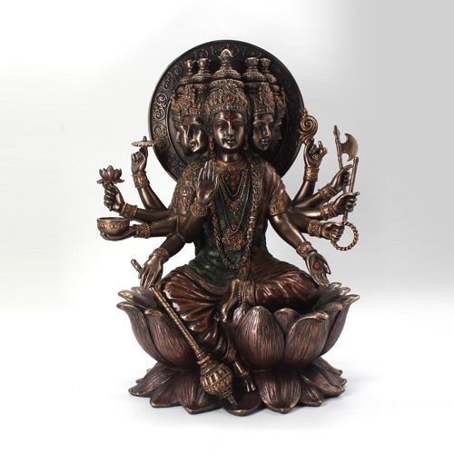 Resin Gaytri Mata Statue for Pooja Room Home Temple Murti / Big Size - 10 Inch,