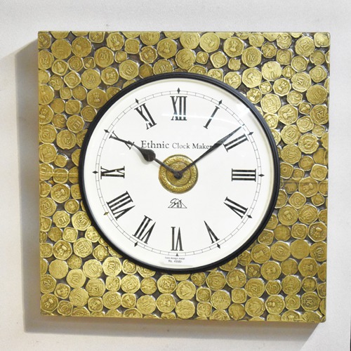 Metal Square Wall Clock Wall Décor for Dining Roman Modern Time Piece for Home Office( 15 x 15 inches Gold)