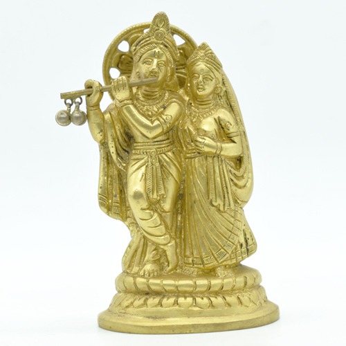 Radha Krishana Standing Brass Idol, Yellow Colour , Brass Idol| Radha Krishan| Krishna| Radha| Standing Idol