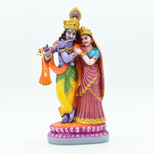 Radha Krishna Multicolour Standing Idol, Krishna Radha Idol, Fiber Idol, Multicolour, Large Size 9 inch