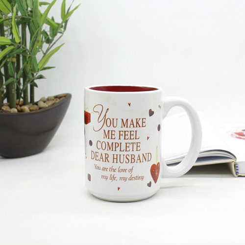 Classic Love Moment coffee mug with quote for husband on valentines day.