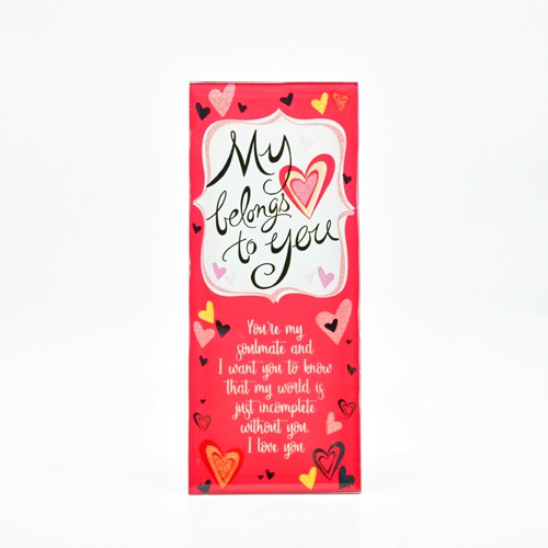 Glass frame with love quotes perfect gift for valentine day.