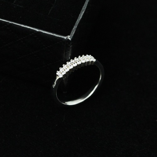 Silver Plated Double Line Diamond White finger Ring | Women's Ring