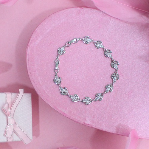 Mesmerising Crystal Leaf silver Plated Bracelet | Designer  Bracelet For Women