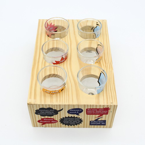 Shot Glass Set with Heavy Wooden Base