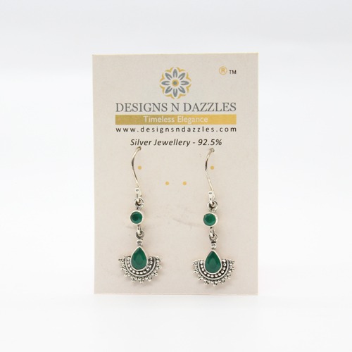 Silver Green Dangler Earrings | Dangler Earring | Gift For Women's