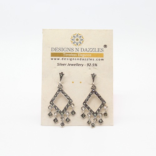 Silver Finish Kite Shape Design Earrings | Earrings | Women's Earrings