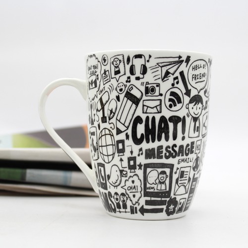 Black And White Printed Ceramic Coffee Mug