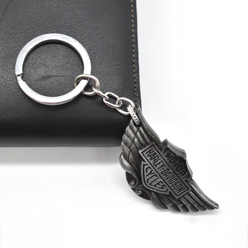 Harley Davidson Motor Cycle Metallic Grey Wings Key Chain  |  Motor Cycle Metallic Keychain |  Stainless Steel Keychain