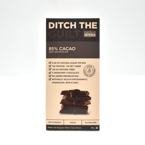 85% Cacao Vegan Dark Chocolate - Zero Sugar Added - Stevia Sweetened - High Protein