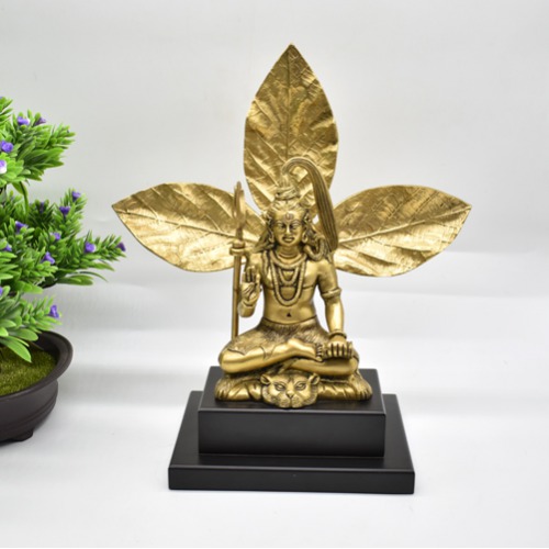 Brass Blessing Shiva Bhagwan Statue Murti Sitting With Trishul