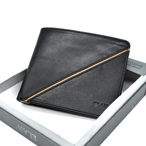 Elan Classic Black Leather Money Clip Wallet | Leather Wallet for Men| Card Slots | Coin Pocket | Currency Slots | ID Slot