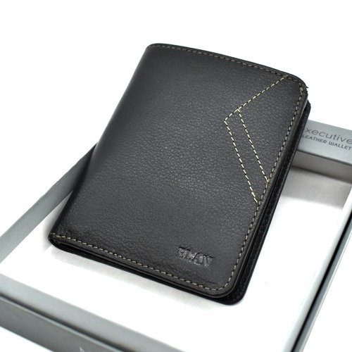 Men Black Genuine Leather Wallet -Mini | Black Genuine Leather Wallet | Leather Wallet for Men | Wallets Men Leather | Mens Wallet