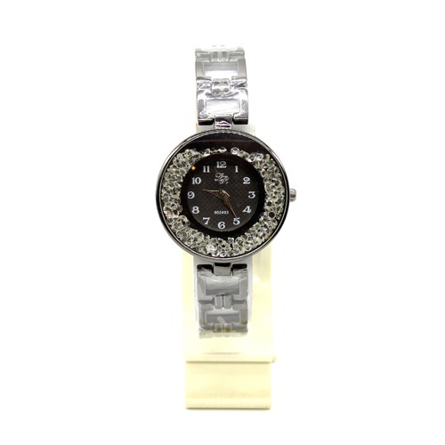 Designer Diamond Black Shine Watch For Women's