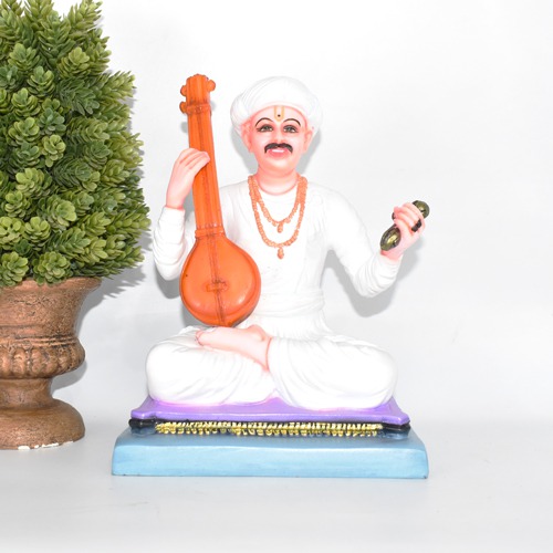 Sant Tukaram Maharaj Statue | Sitting Sant Tukaram Statue, Fiber Statue, White Colour, ( 12