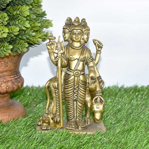 Lord Dattatreya Bhagwan Brass Idol Statue Murti for Home Pooja Office Decor Trimurti Bhagwan Sculpture