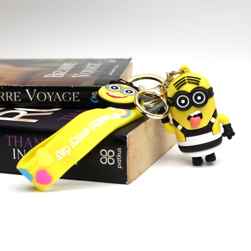 Jailor Minion with Lanyard Keychain | Multicolour Hard Rubber Design Keychain for Car Bike Home Keys for Men and Women