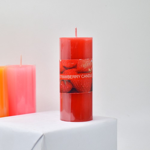 Strawberry Aroma Scented Pillar Candle