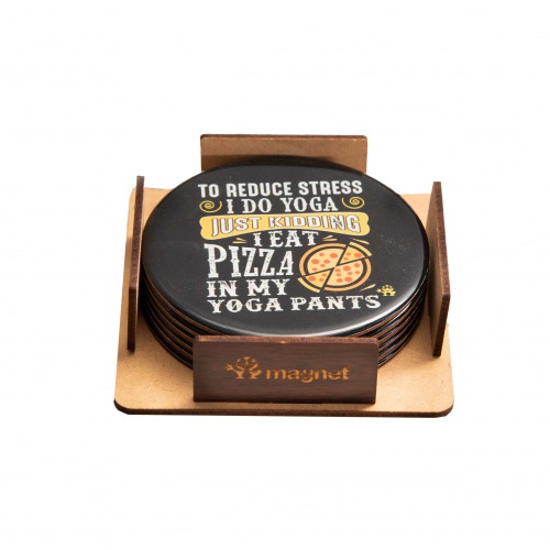 Pizzas Before Stressas Tea Coasters