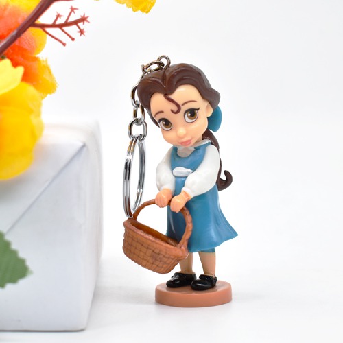 Disney Princess Bella Figure Keychain | 3D Multicolour Hard Plastic Design Keychain Key Ring Anti-Rust for Car Bike Home Keys for Men and Women