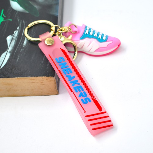 Pink 3 D Sneaker Keychain | 3D Rubber Silicone Keychain for Car & Bike Gifting with Key Ring Anti-Rust | Home Keys for Men and Women