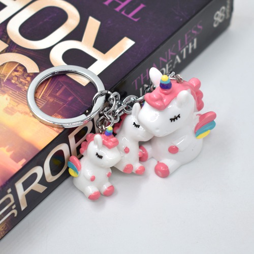 White Unicorn Keychain | 3D Multicolour Hard Plastic Design Keychain Key Ring Anti-Rust for Car Bike Home Keys for Men and Women