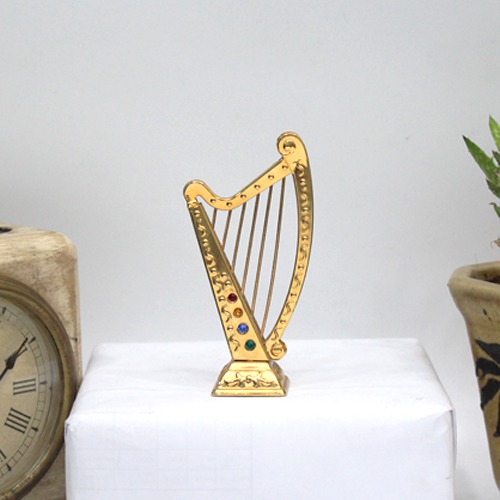 Gold Harp Music Charm Showpiece