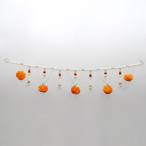 Artificial Marigold Flower And Pearl Door Hanging