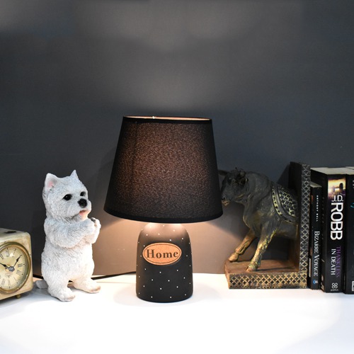 Classic Black Fabric Shade With Dome Shape Base Table Lamp For Home Decor